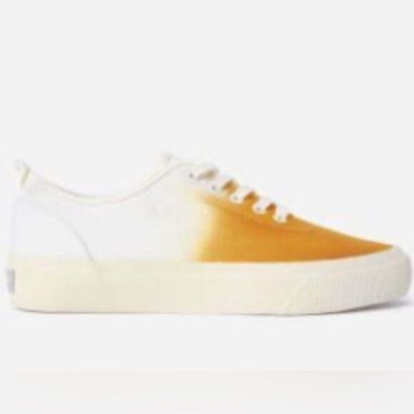 EVERLANE The Forever Sneaker Gold Dip-Dye White Canvas Women Size 8 - Picture 1 of 10